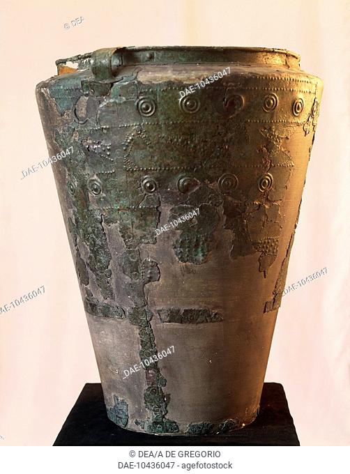 Prehistory, Italy, Iron Age. Golasecca culture. Situla from the tomb of the warrior at Sesto Calende, province of Varese