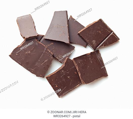 Dark chocolate bars isolated on white background