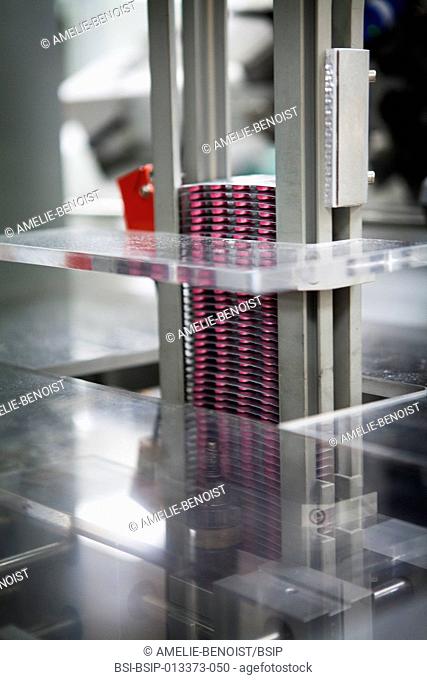 Reportage in a pharmaceutical production facility in Reims, France. Production facility specialising in the packaging and distribution of pills