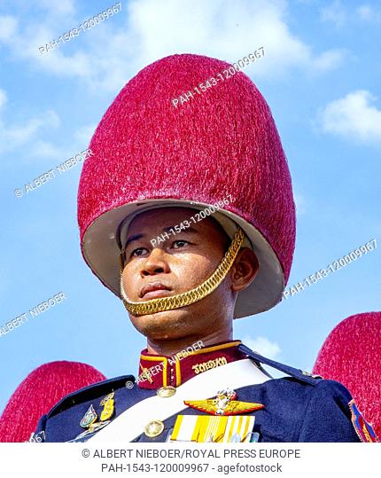 HM King Maha Vajiralongkorn Bodindradebayavarangkun grants a public audience on a balcony of Suddhaisavarya Prasad Hall in the Grand Palace to receive his well...