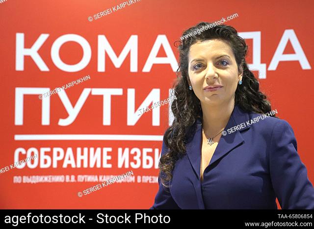 RUSSIA, MOSCOW - DECEMBER 16, 2023: RT editor-in-chief, Rossiya Segodnya editor-in-chief Margarita Simonyan is seen before a Putin Team meeting on Putin's...