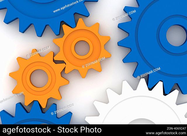 Colorful plastic gears - Isolated on white background