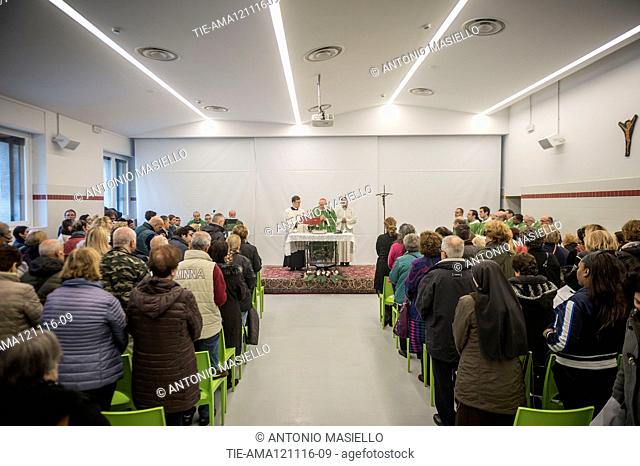 Cardinal Agostino Vallini attend the mass for the closing of the Holy Door of Charity at Don Luigi Di Liegro Hostel, Rome, 11/12/2016