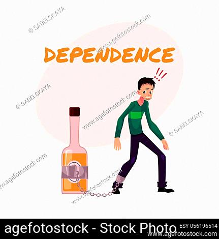 Alcohol dependence poster, banner template with man standing with leg  chained to bottle of liquor, Stock Vector, Vector And Low Budget Royalty  Free Image. Pic. ESY-056672079 | agefotostock