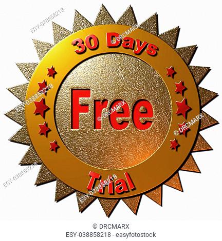 A gold and red seal stating ""30 days free trial"""""