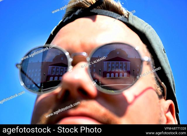 Illustration picture shows a reflection of the Royal Palace un sunglasses during the renovation works at the Royal Palace in Brussels, Tuesday 13 June 2023