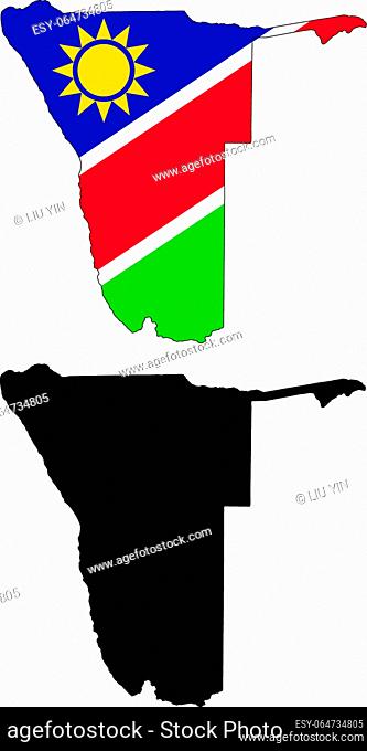 Vector illustration map and flag of Namibia