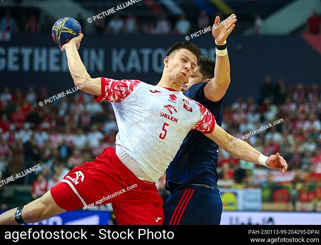 11 January 2023, Poland, Kattowitz: Handball: World Championship, France - Poland, preliminary round, group B, 1st match day at Spodek Katowice