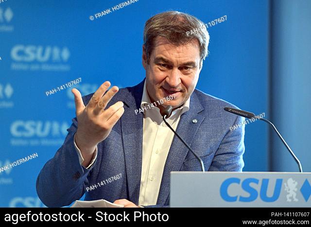 Markus SOEDER (Prime Minister Bavaria and CSU Chairman), gesture, at the lectern, single image, trimmed single motif, portrait, portrait, portrait