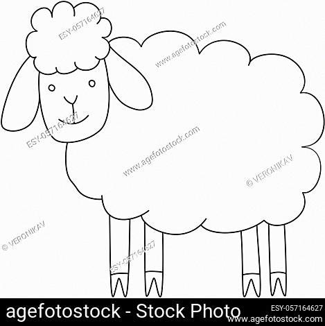Simple cartoon sheep coloring book page for children. Vector black outline  illustration, Stock Vector, Vector And Low Budget Royalty Free Image. Pic.  ESY-057164627 | agefotostock