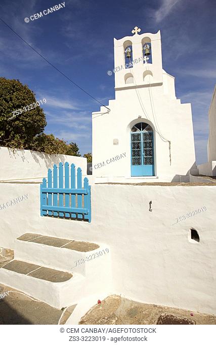 View to the small church in Ano Petali or Pano Petali village, Sifnos Island, Cyclades Islands, Greek Islands, Greece, Europe