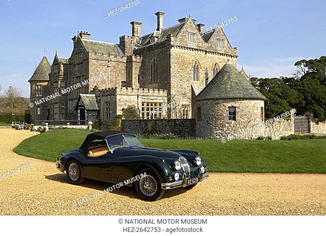 1954 Jaguar XK140 outside Palace House, Beaulieu Artist: Unknown