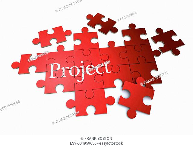 Project puzzle in red