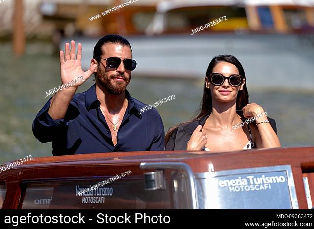 Turkish actor Can Yaman and the Italian actress Francesca Chillemi at the 79 Venice International Film Festival 2022. Arrival at Lido