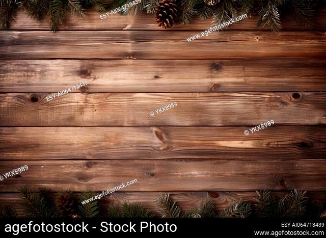 Rustic wooden background with room for your custom Christmas text