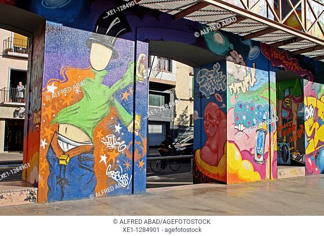 graffiti, doors, Sant Feliu de Llobregat, Catalonia, Spain