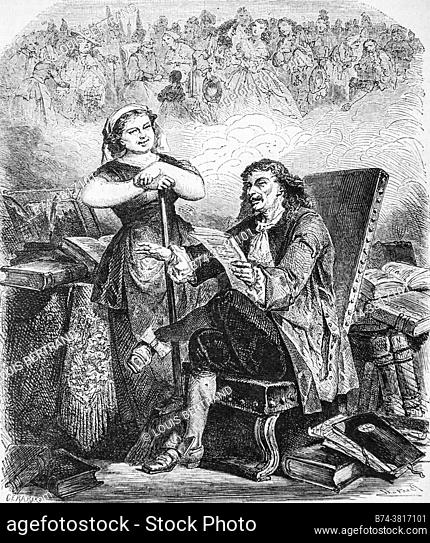 moliere and his maid, the forest, museum of families, publisher ch, wallut, 1862