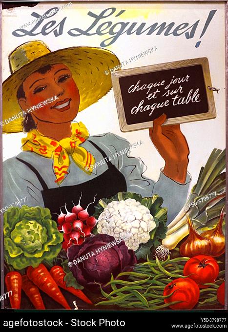 Dietary advice that still lasts, anonymous poster from 1941 promoting eating healthy vegetables with slogan - 'Les légumes ! Chaque jour et sur chaque table' -...