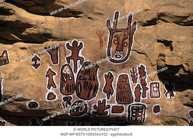 Rock paintings on the great vault, Songo village, Dogon country, Mali Date: 08/12/2007 Ref: WP-B573-108534-0102 COMPULSORY CREDIT: World Pictures/Photoshot