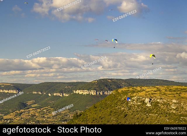 Panoramic view of Millau city in Aveyron, France