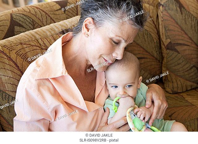 Senior woman with baby grandson