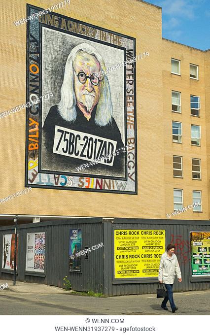 Mural depicting Billy Connolly, painted by John Byrne in Osborne Street, Glasgow, one of a series celebrating the Glasgow-born comedian's 75th birthday