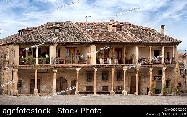 Pedraza, Segobia, Spain. General view of the typical houses in the main square