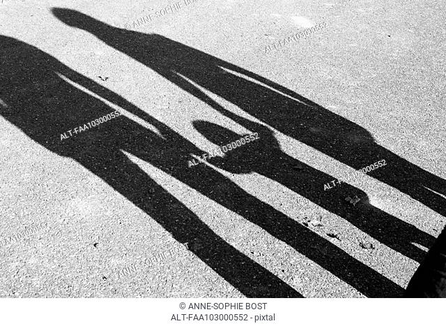 Shadow of parents and child holding hands