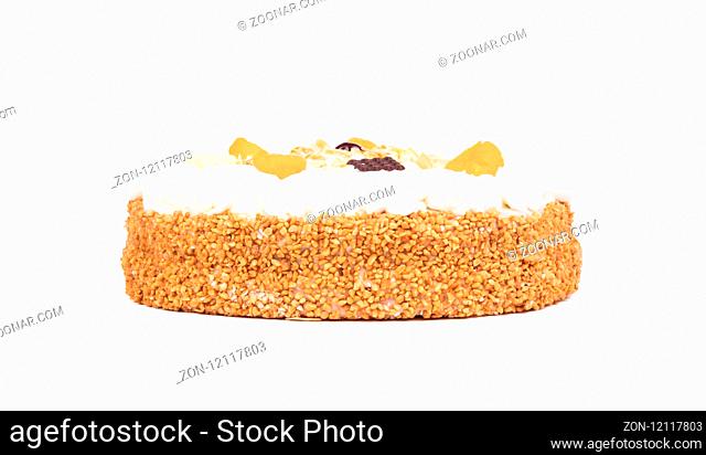 Simple pie with whipped cream - Isolated on white