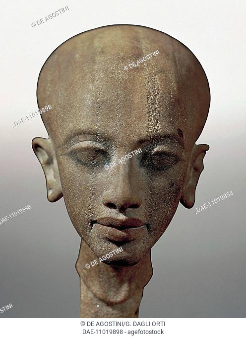Head of a princess, Pharaoh Akhenaten's daughter, quartzite statue, from Tell el-Amarna. Egyptian Civilisation, New Kingdom, Dynasty XVIII