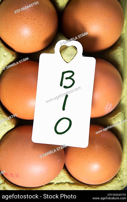 some brown organic eggs
