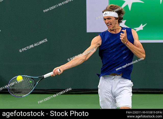 10 March 2023, USA, Indian Wells: Tennis: ATP Tour - Indian Wells, Singles, Men, 2nd round, Cachin (Argentina) - Zverev (Germany)