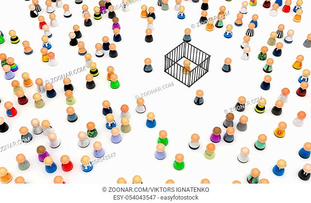 Crowd of small symbolic 3d figures, isolated