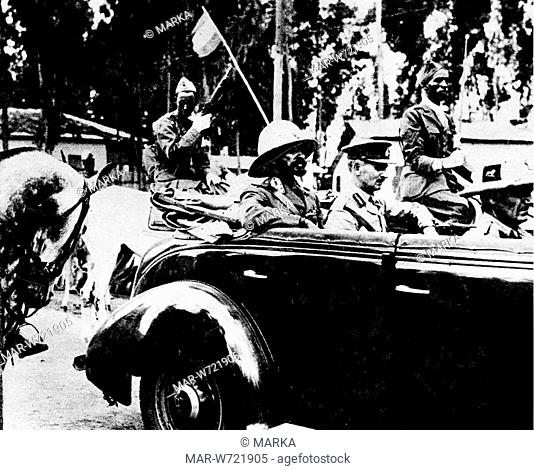 il negus haile selassie rientra ad addis abeba dopo la disfatta italiana, etiopia, 1943
