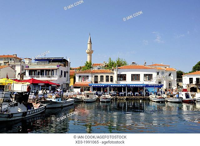 Fishing boat harbour and town, Bozcaada, Turkey