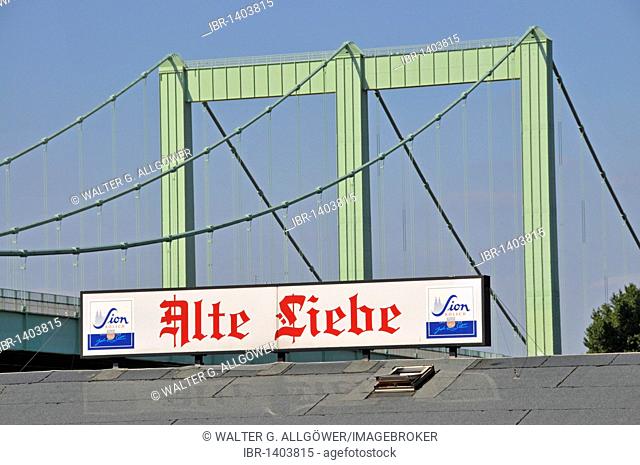 The Alte Liebe boathouse, a boat restaurant on the banks of the Rhine at Cologne-Rodenkirchen, North Rhine-Westphalia, Germany, Europe