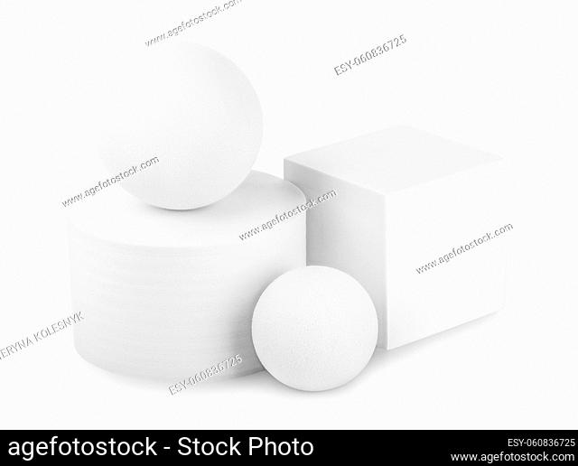 White geometric figures isolated on a white background