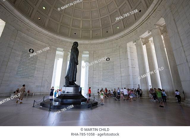 Tourists inside the Jefferson Memorial, Washington D.C., United States of America, North America