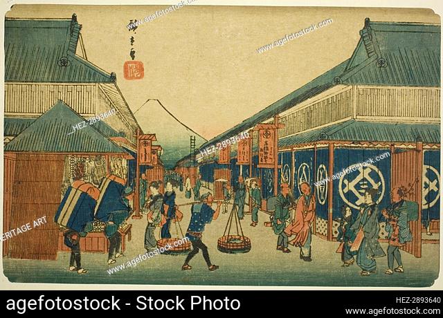 View of Surugacho (Surugacho no zu), from the series Famous Places in the Eastern..c. 1832/38. Creator: Ando Hiroshige