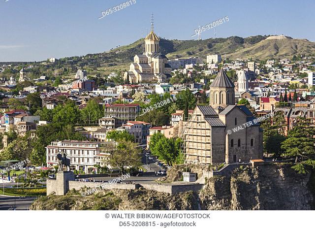 Georgia, Tbilisi, Tsminda Sameba Cathedral and Metekhi Church