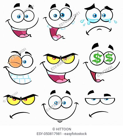 Cartoon Funny Face With Expression Set 1. Collection With Gray Background,  Stock Vector, Vector And Low Budget Royalty Free Image. Pic. ESY-053244865  | agefotostock