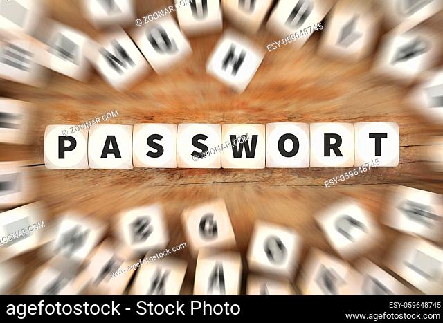 Passwort Computer Sicherheit Internet Schutz Datensicherheit Würfel Business Konzept Idee