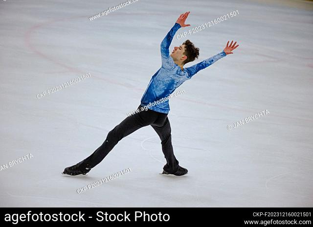 4Nationals, Combined Czech, Slovak, Poland and Hungary national championship in ice skating, ice skating, Adam Hagara (SVK), on December 16, 2023, Turnov