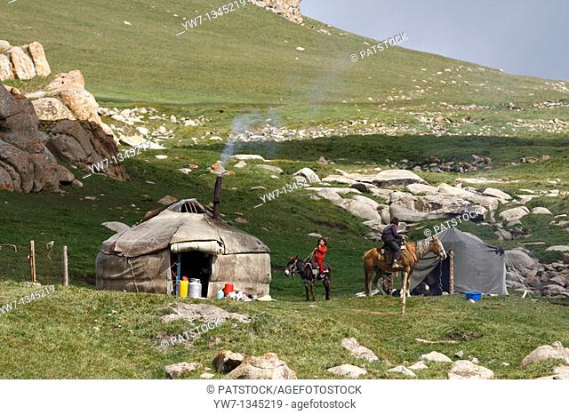 Those Kirghiz people who lead a nomadic lifestyle live in a yurt - the round, felt-covered tent that has been the traditional dwelling throughout central Asia...