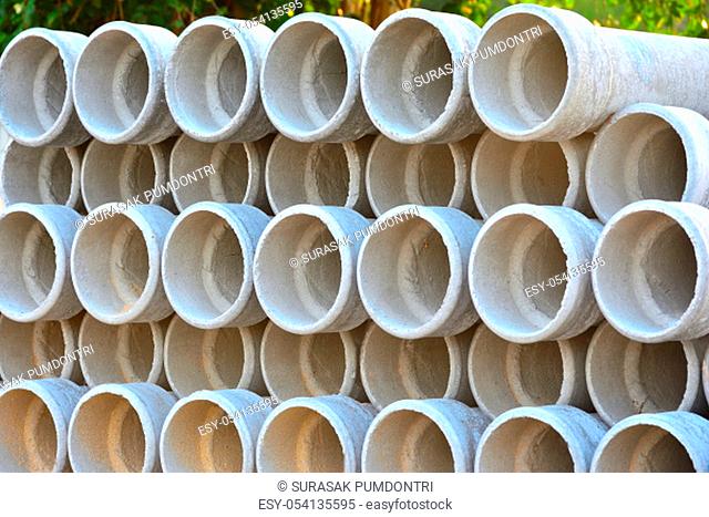 Concrete pipe for house poles in construction shop