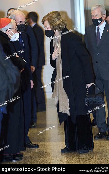 The former Queen Sofia attends Charity concert to mark the 75th anniversary of Caritas Espanola at National Auditorium on January 8, 2022 in Madrid, Spain
