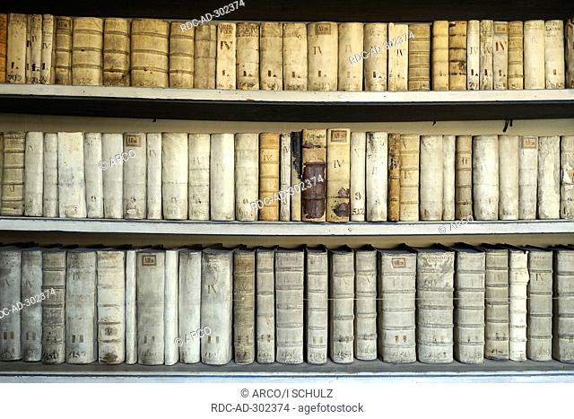 Very old books, library of Strahov Monastery, Prague, Czech Republic