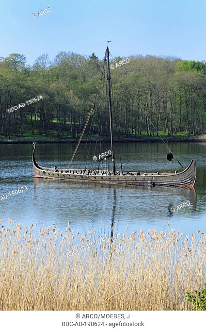 Remake of Viking ship, Kalvo Island, Denmark, Kalvö