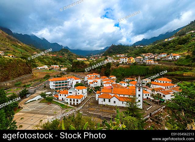 Mountain village Sao Vicente in Madeira Portugal - travel background
