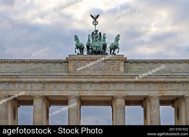 The Brandenburg Gate is an 18th-century neoclassical landmark monument situated to the west of Pariser Platz in the western part of Berlin